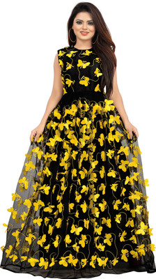 Freydis Flared/A-line Gown(Yellow, Black)
