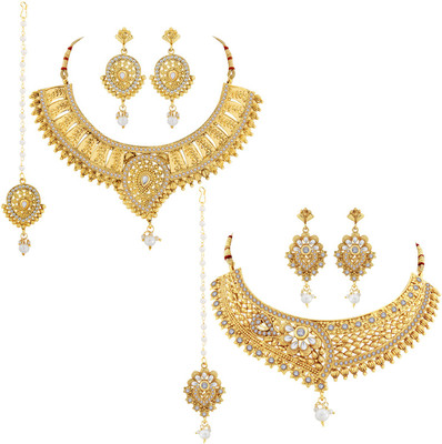 NM CREATION Alloy Gold-plated White, Silver Jewellery Set(Pack of 1)