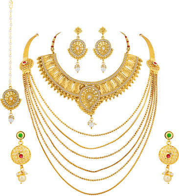 NM CREATION Alloy Gold-plated Green, Red, White Jewellery Set(Pack of 1)