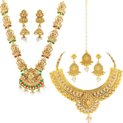 NM CREATION Alloy Gold-plated Green, Red, White Jewellery Set(Pack of 1)