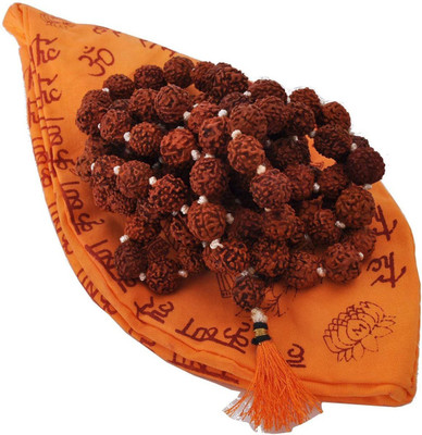 ADOWIK Rudraksha Mala Lab Certified with Gomukhi Japa Bag Wood Chain