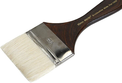 BRuSTRO Artists Bristlewhite Flat Brush Series 1008 - Wide Brush, Size - 80mm (for Oil & Acrylic)(Brown)