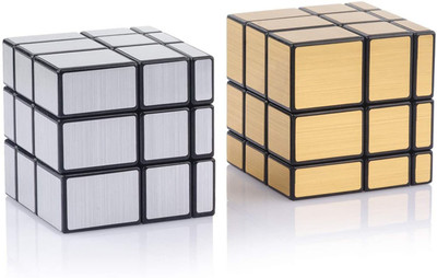 D ETERNAL Mirror Combo Set, Mirror Blocks 3x3x3 Mirror Speed Cube Bundle Mirrored Cube Puzzle Silver Gold Pack of 2(2 Pieces)