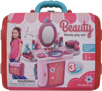 Stepup Girl's Makeup Toys Kids Toy Pretend Play Set Makeup Toys in Suitcase 3 in 1 Beauty Toys