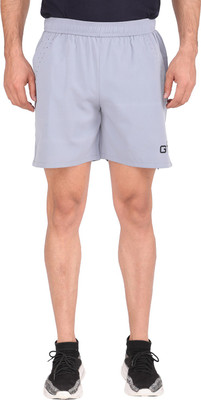 GOTO Solid Men Silver Sports Shorts