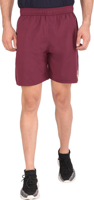 GOTO Solid Men Maroon Running Shorts
