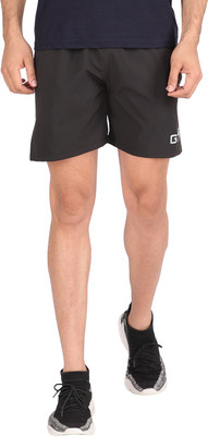 GOTO Solid Men Black Running Shorts