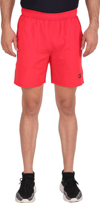 GOTO Solid Men Red Sports Shorts