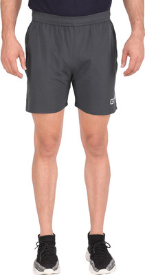 GOTO Solid Men Dark Grey Running Shorts