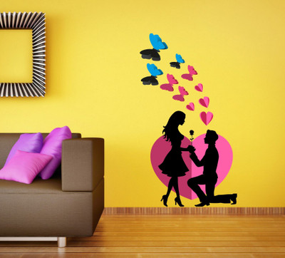 Creatick Studio 64 cm Couple Heart Wall Sticker Self Adhesive Sticker(Pack of 1)