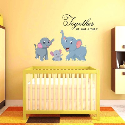 Creatick Studio 75 cm Elephant Family Wall Sticker Self Adhesive Sticker(Pack of 1)