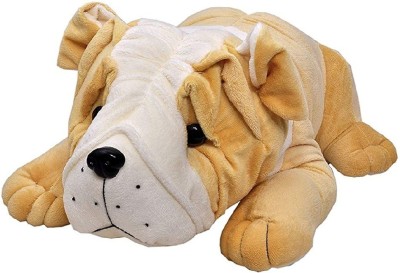 KRIDNAK Cute Lying Bull Dog Stuffed Toy For Kids Plush Soft Toy Cute Baby Boys/Girls  - 25 cm(Brown)