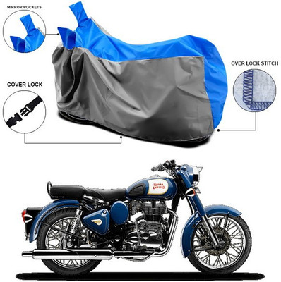 ANTHUB Waterproof Two Wheeler Cover for Royal Enfield(Bullet 350, Blue, Grey)