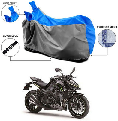 ANTHUB Waterproof Two Wheeler Cover for Kawasaki(Blue, Grey)