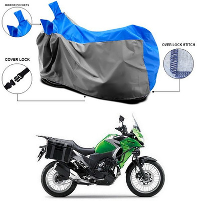 ANTHUB Waterproof Two Wheeler Cover for Kawasaki(Blue, Grey)