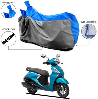 SEBONGO Waterproof Two Wheeler Cover for Yamaha(Fascino, Blue, Grey)