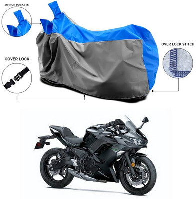 ANTHUB Waterproof Two Wheeler Cover for Kawasaki(Ninja 650, Blue, Grey)