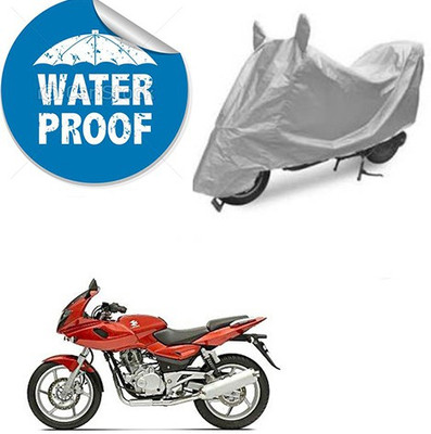 saanvi Waterproof Two Wheeler Cover for Bajaj(Pulsar 220 DTS-i, Silver)