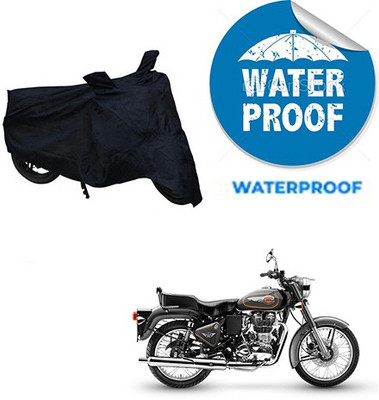 saanvi Waterproof Two Wheeler Cover for Royal Enfield(Bullet 500, Black)