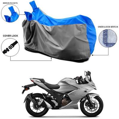 ANTHUB Waterproof Two Wheeler Cover for Suzuki(Gixxer SF, Blue, Grey)