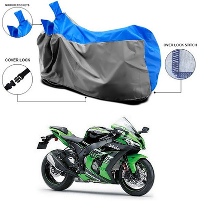ANTHUB Waterproof Two Wheeler Cover for Kawasaki(Ninja ZX 10R, Blue, Grey)
