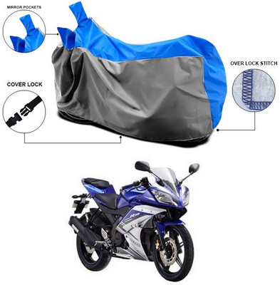 SEBONGO Waterproof Two Wheeler Cover for Yamaha(R15 V3, Blue, Grey)