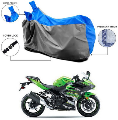 ANTHUB Waterproof Two Wheeler Cover for Kawasaki(Ninja, Blue, Grey)