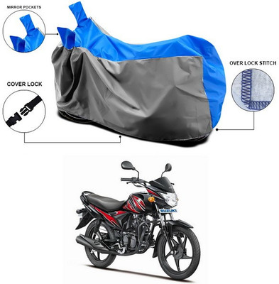 ANTHUB Waterproof Two Wheeler Cover for Suzuki(Hayate, Blue, Grey)