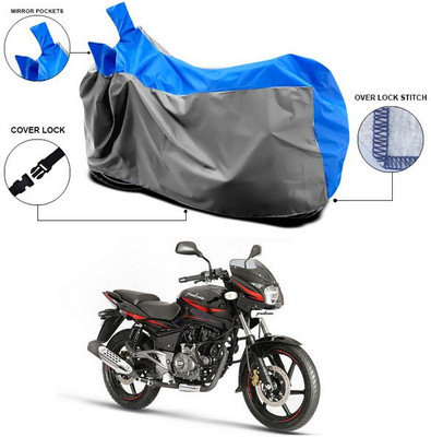 SEBONGO Waterproof Two Wheeler Cover for Bajaj(Pulsar 180 DTS-i, Blue, Grey)
