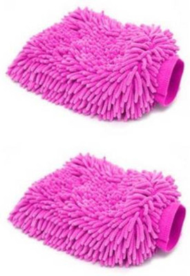 FOZIA Microfiber Vehicle Washing  Hand Glove(Pack Of 2)
