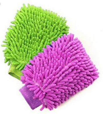 FOZIA Microfiber Vehicle Washing  Hand Glove(Pack Of 2)
