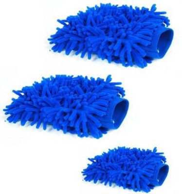 FOZIA Microfiber Vehicle Washing  Hand Glove(Pack Of 3)