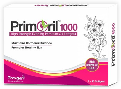 Trexgen PRIMORIL 1000mg Evening Primrose Oil for Women's Health & Skin Care (30 Softgels)(30 No)