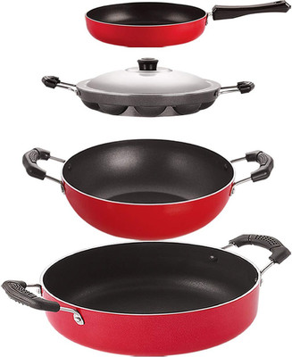 NIRLON FP11_KD13_AP12_CS24 Non-Stick Coated Cookware Set(PTFE (Non-stick), Aluminium, 4 - Piece)