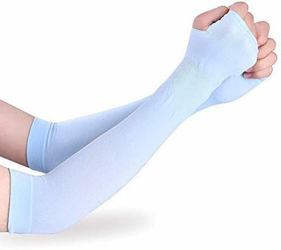 Ever Mall Full Arm Sleeves for Women and Girls for Skin Protection from Sun in Blue Color Driving Gloves(Blue)