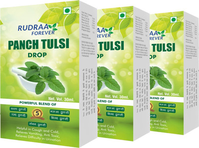 RUDRAA FOREVER PANCH TULSI DROPS 30ml Each FOR Cold, Cough AND FEVER PACK OF 3 Combo offer(Pack of 3, 90)