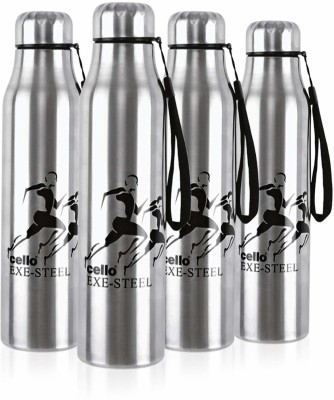 cello Goldie Stainless Steel Water Bottle Set, 1 Litre, Set of 4 pcs, Silver 1000 ml Bottle(Pack of 4, Silver, Steel)