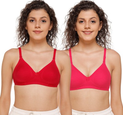 Salsa Women T-Shirt Non Padded Bra(Red, Pink)