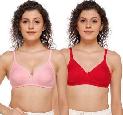 Salsa M1001 Women T-Shirt Non Padded Bra(Pink, Red)