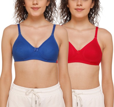 Salsa Women T-Shirt Non Padded Bra(Blue, Red)