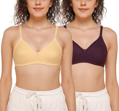 Salsa Women T-Shirt Non Padded Bra(Beige, Purple)