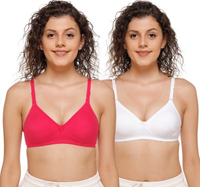 Salsa Women T-Shirt Non Padded Bra(White, Pink)