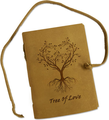 DI-KRAFT Leather Handmade Love Tree Printed Antique Key Lock Diary A5 Diary Unruled 200 Pages(Brown 5)