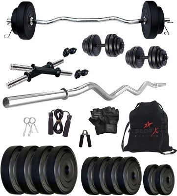 STARX 40 kg 40Kg PVC weight with 3ft Curl Rod and Accessories Home Gym Combo