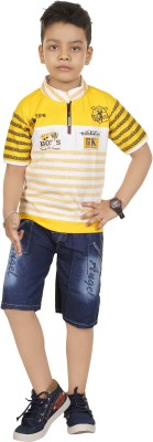 LUCII Boys Casual T-shirt Shorts(Yellow)