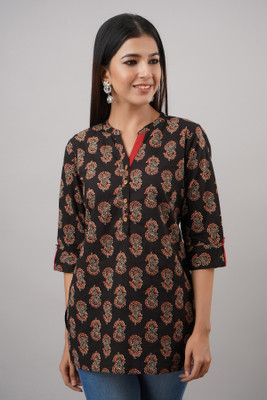 IRIDAA JAIPUR Women Printed Straight Kurta(Black)