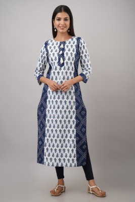 SVARCHI Women Printed Straight Kurta(Blue)