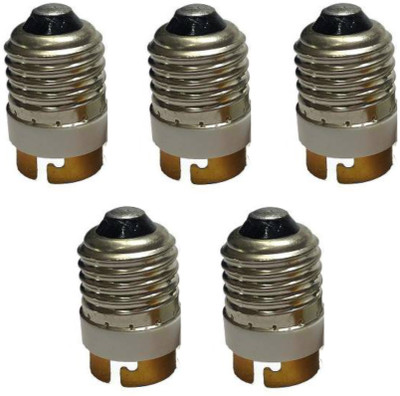 ECOBELL 5 Pcs Lamp Holder Converters E27 To B22 LED Halogen CFL Light Bulb Lamp Adapter Lamp Bases Anti-burning Anti-aging Plastic, Aluminium Light Socket(Pack of 5)