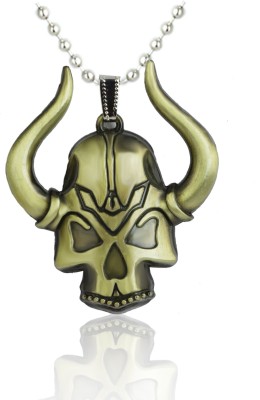 Waama Jewels Gold devil Head Pendant with Chain for Boys & Girls Silver Brass Pendant