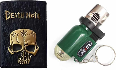 Ala Flame Refillable Premium Look Side Slider Windproof Jet Flame Cigarette Lighter Pocket Lighter Death Note And Pen Shaped Design Pack Of 2 Pocket Lighter(BLACK, Grey)